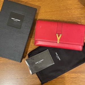 Saint Laurent Long Paris Y Line Flap Wallet
